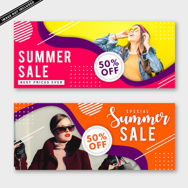 Collection de bannières de soldes d&#39;été