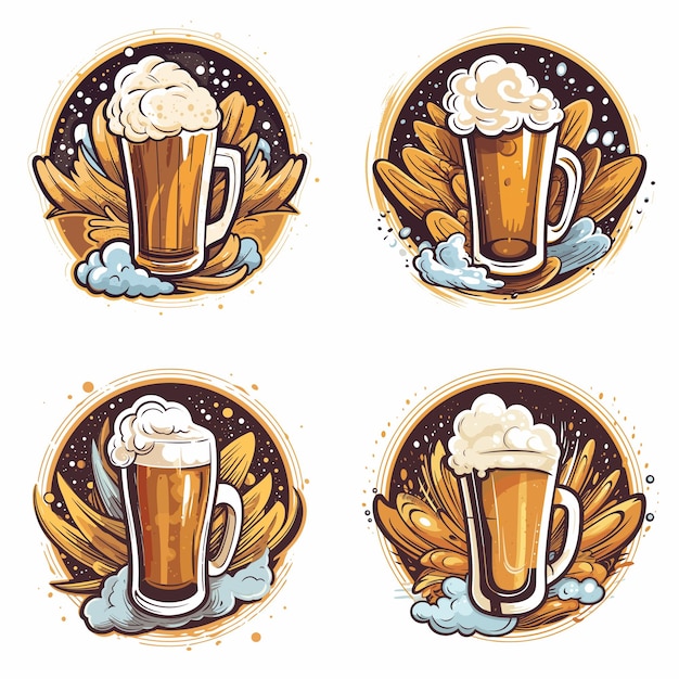 COLLECTION BIÈRE CHOPP STYLE DE LOGO DE FOND BLANC