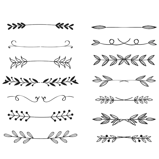 Collection de bijoux de mariage décoratifs dessinés à la main