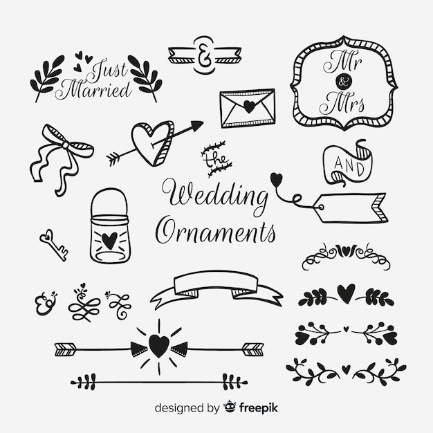 Collection de bijoux de mariage dessinés à la main