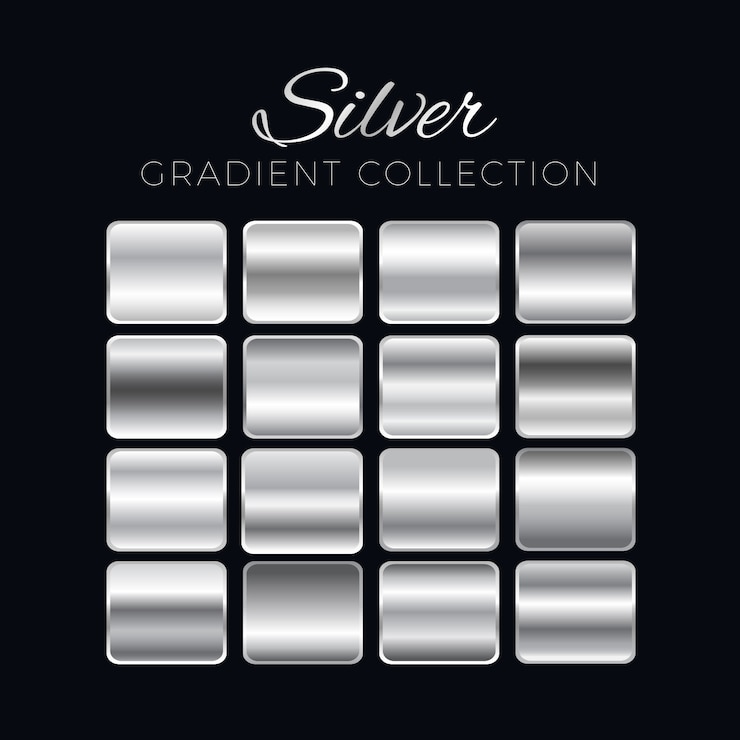 Vecteur collection de blocs de dégradé d'argent