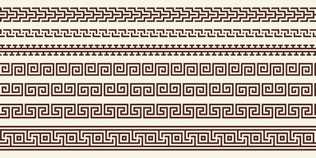 Collection de bordures de motifs de clés grecques Méandre ancien décoratif