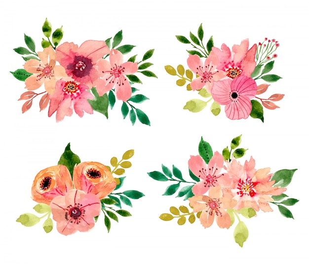 collection de bouquet floral aquarelle