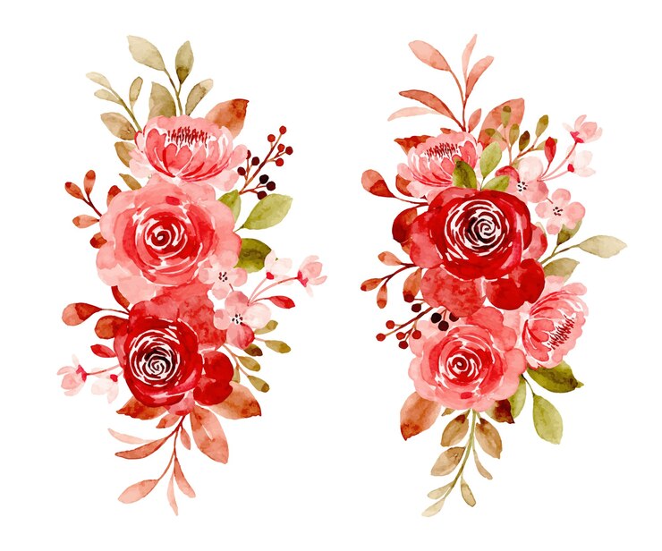 Vecteur collection de bouquet floral rose marron avec aquarelle