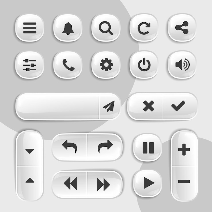Vecteur collection de boutons 3d d'éléments ux et ui