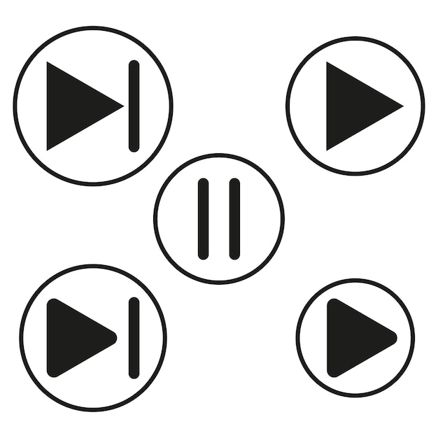 Collection de boutons de lecteur multimédia noir Illustration vectorielle