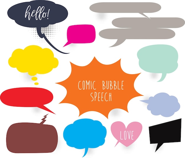 Une Collection De Bulles De Discours Comiques Ensemble De Doodle De Bulles De Discours Comiques