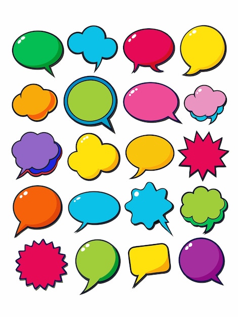 une collection de bulles de discours comiques avec le mot bulle en bas