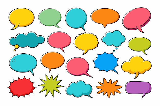 une collection de bulles de discours comiques avec le mot nuage sur le dessus