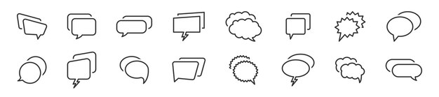 Vecteur collection de bulles de discours de ligne bulle de dialogue avec demi-teinte ensemble de bulles de dialogue illustration vectorielle