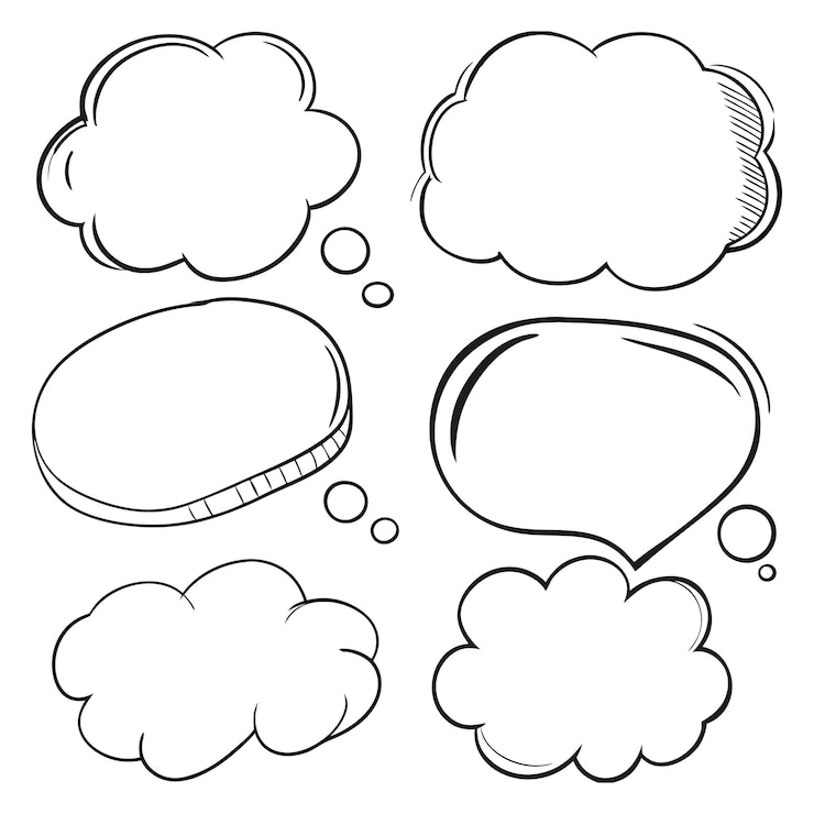 Vecteur collection de bulles de parole et de pensées dessinées à la main