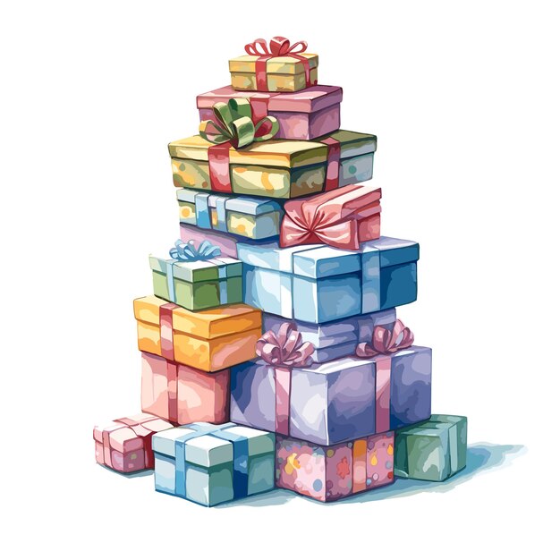 Collection De Cadeaux De Noël Dessinée à La Main Joyeux Noël Et Bonne Année