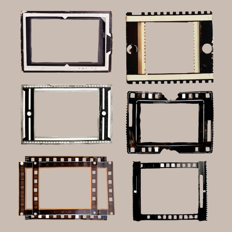 Vecteur collection de cadres à bandes de films vintage