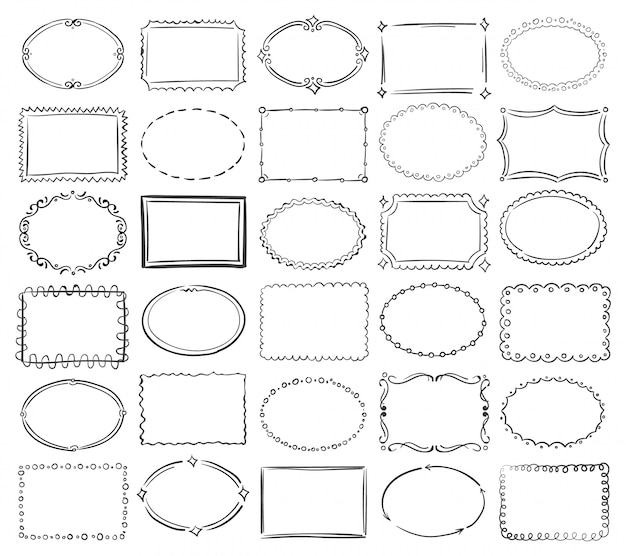 Collection de cadres dessinés à la main