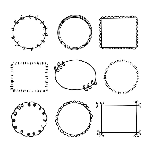 Collection de cadres de doodle dessinés à la main