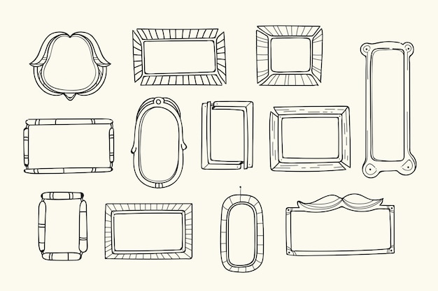 Collection de cadres de doodle dessinés à la main
