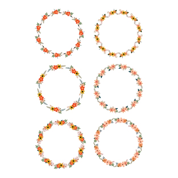 Collection de cadres floraux arrondis