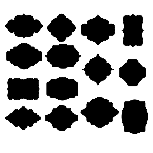 Collection de cadres et d'insignes à silhouette noire