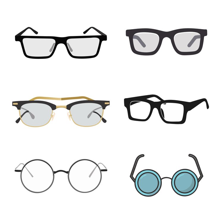 Vecteur collection de cadres de lunettes assortie