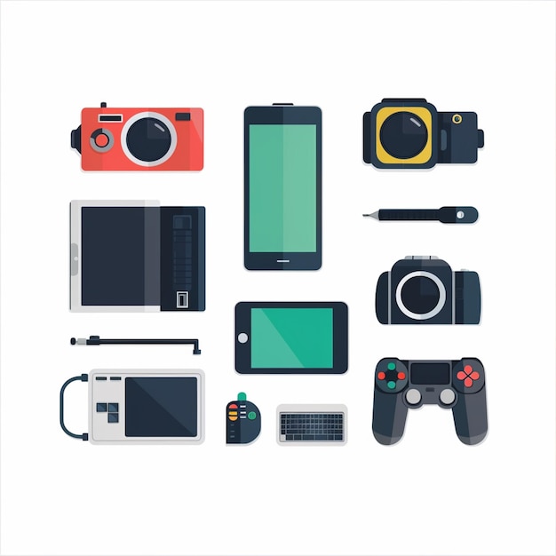 une collection de caméras différentes, dont une qui a une caméra et l'autre avec l'autres avec la caméra sur le bas