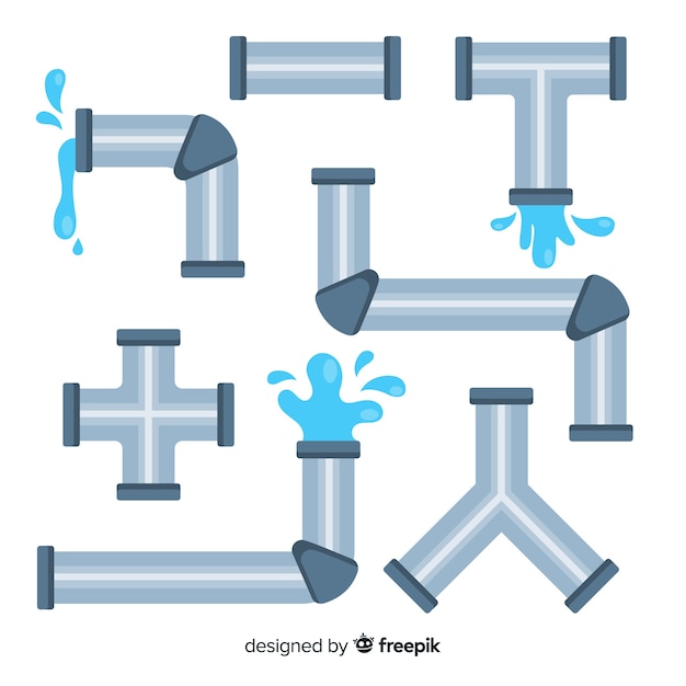 Collection de canalisations d'eau design plat