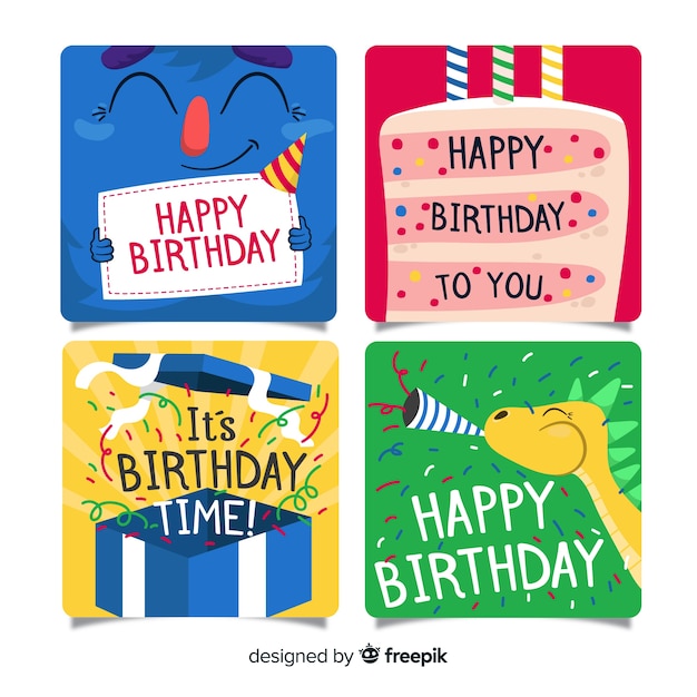 Collection De Cartes D'anniversaire Design Plat