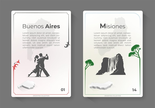 Vecteur collection de cartes de l'argentine buenos aires misiones