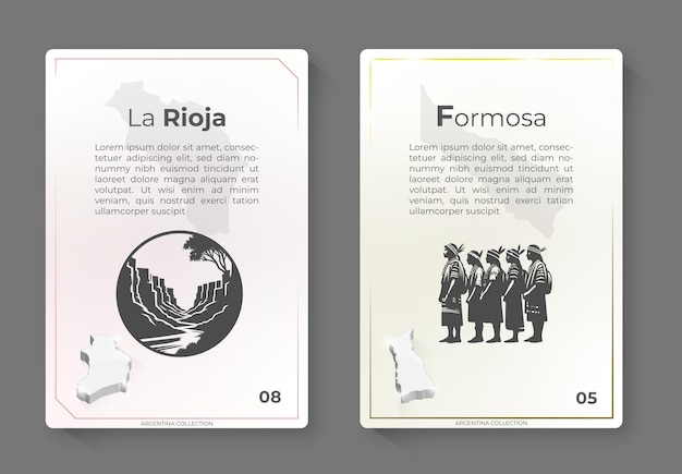 Vecteur collection de cartes de l'argentine la rioja formosa