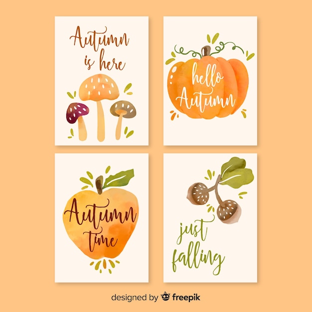 Collection De Cartes Automne Aquarelle