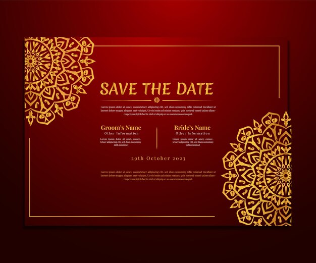 Vecteur collection de cartes de luxe d'invitation de mariage de mandala floral exquis