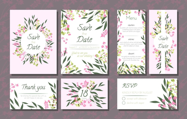 Collection de cartes de mariage d'eucalyptus rustiques