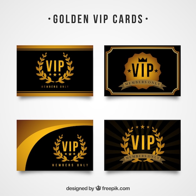 Vecteur collection de cartes vip dorées avec style rétro