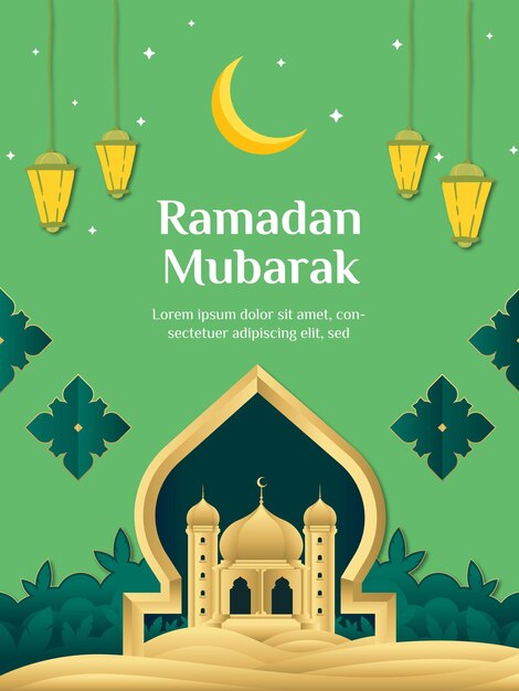 Vecteur collection de cartes de voeux vectorielles gratuites pour la célébration du ramadan