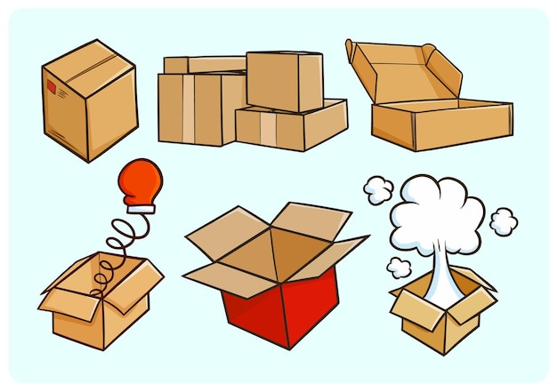 Collection De Cartons Drôles Dans Un Style Simple Doodle