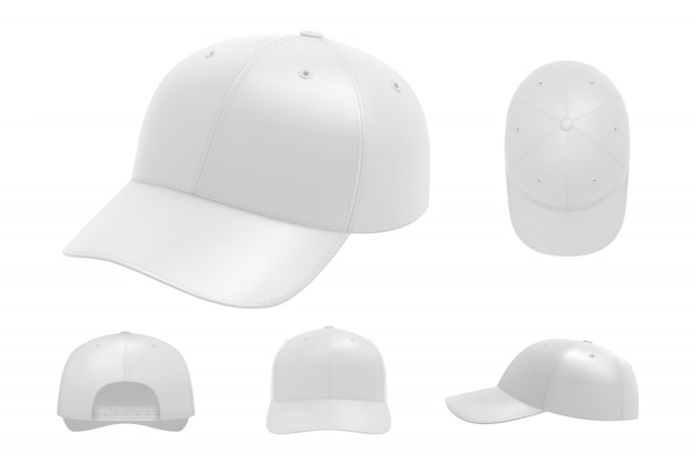 Vecteur collection de casquettes blanches