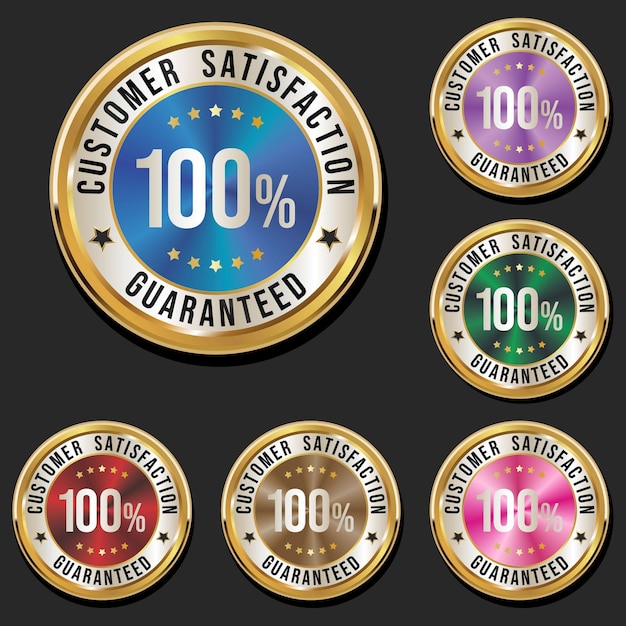 Collection De Cent Pour Cent De Satisfaction Garantissant Des Badges Multicolores Hautement Recommandés