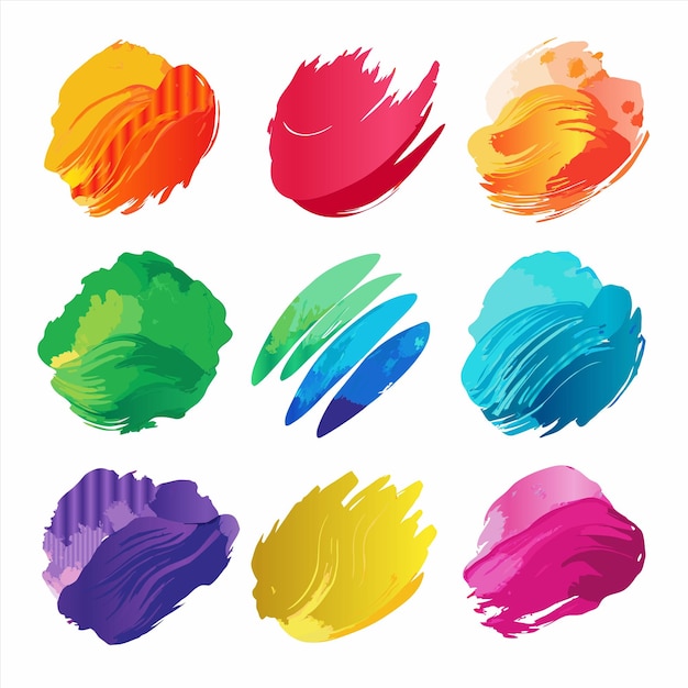une collection de cercles colorés peints à la main avec les couleurs de l'arc-en-ciel