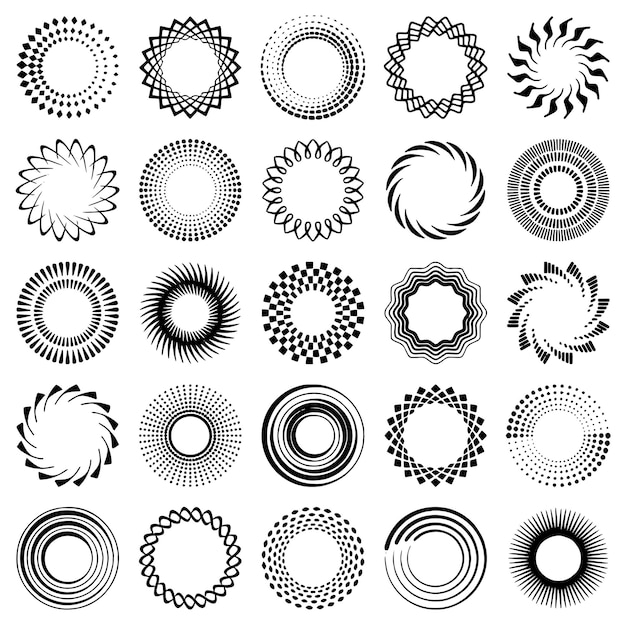 une collection de cercles noirs et blancs et de cercles