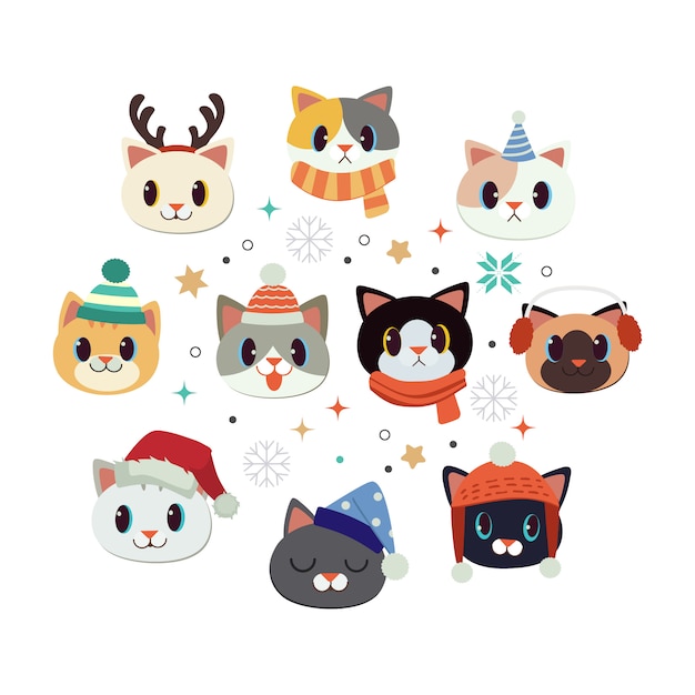 Collection De Chat Mignon Avec Thème De Noël