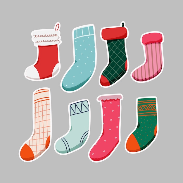 Vecteur collection de chaussettes de noël