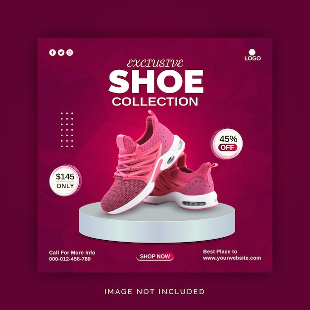 Collection De Chaussures Exclusives Instagram Banner Ad Concept Modèle De Publication Sur Les Médias Sociaux