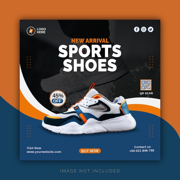 Collection De Chaussures De Sport De Nouvelle Arrivée Instagram Banner Ad Concept Modèle De Publication Sur Les Médias Sociaux