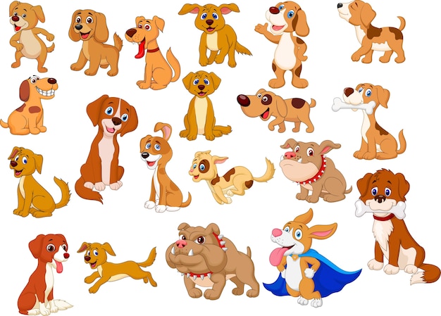 Collection de chiens de dessin animé