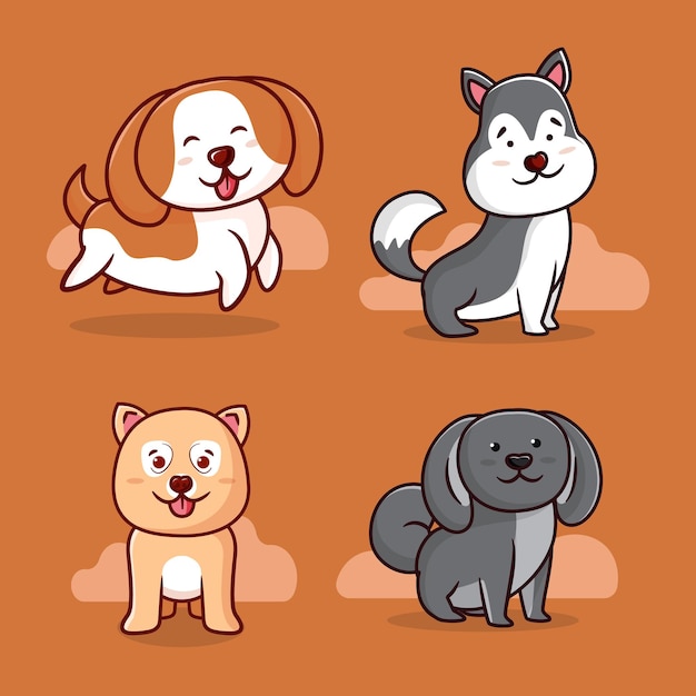 Collection De Chiens Mignons Dessinés à La Main