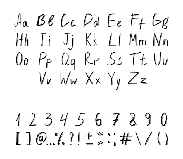 Collection De Chiffres De Lettres Texturées Et De Signes De Ponctuation