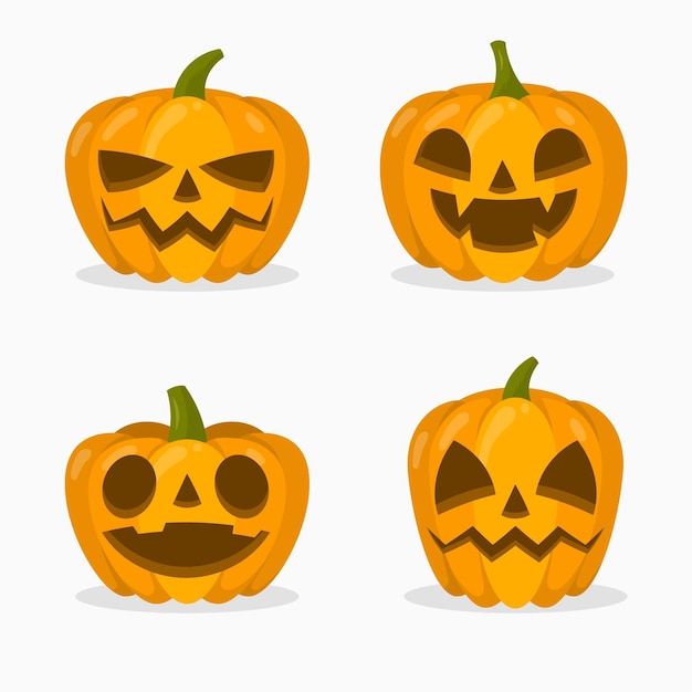 Vecteur collection de citrouilles d'halloween design plat