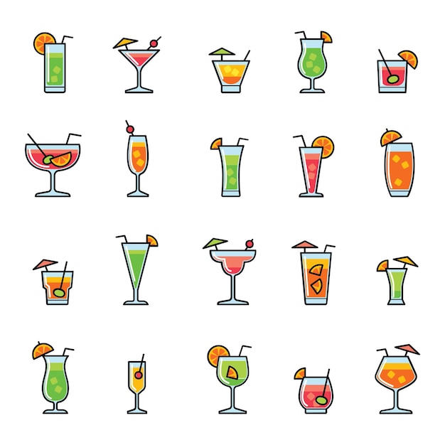 collection de cocktails classiques isolé sur fond blanc