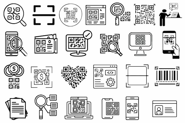 Collection de codes QR Icones de code flash Scanne l'icône du code QR