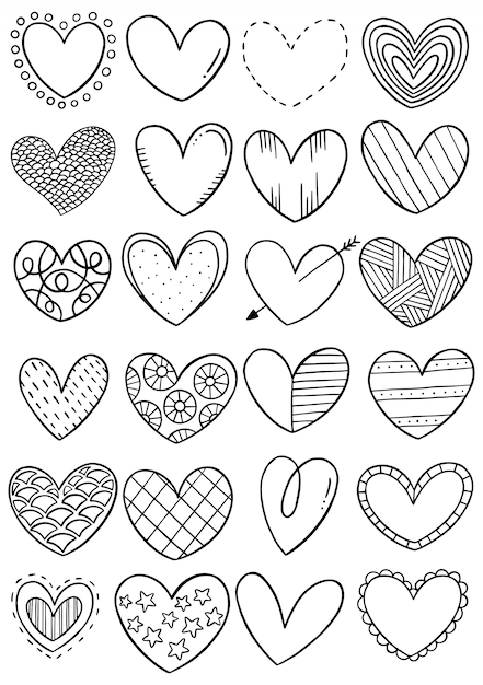 Collection De Coeur Doodle Dessiné à La Main