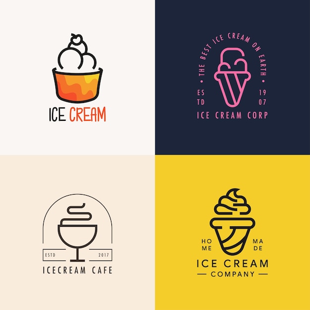 Collection De Concept De Logo De Crème Glacée